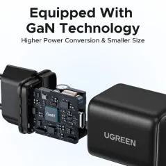 UGREEN CHARGEUR RAPIDE 30W USB-C GaN Noir (65007)