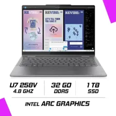 LENOVO YOGA 7 2-in-1 14ILL10 Intel Ultra 7 256V32GB DDR51TB SSD14 OLED 2.8KWin11 (83JQ009MFE) LUNA GRIS