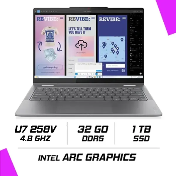 LENOVO YOGA 7 2-in-1 14ILL10 Intel Ultra 7 258V/32GB DDR5/1TB SSD/14" OLED 2.8K/Win11 (83JQ009MFE) LUNA GRIS