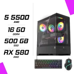 PC Gamer AMD Ryzen 5 5500 RX 580 8GB + ESG M2 Flash + NOVA CP68