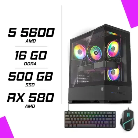 PC Gamer AMD Ryzen 5 5600 RX 580 8GB + ESG M2 Flash + NOVA CP68