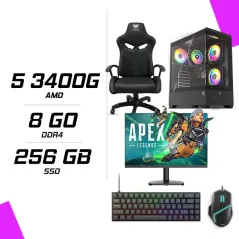 PC Gamer AMD Ryzen 5 3400G + HYBROK HP24IFL120 24 120Hz + ESG M2 Flash + NOVA CP68 + HYBROK FIGHTER