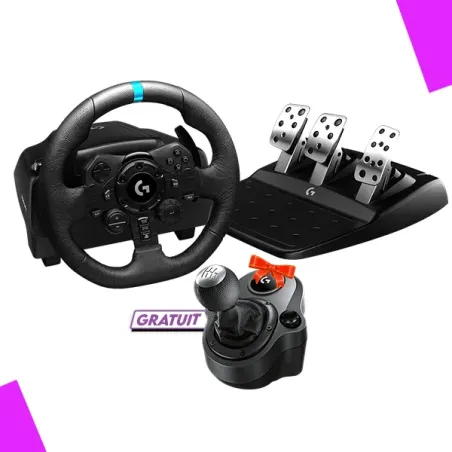 LOGITECH G G923 (PC - PLAYSTATION 5 - PLAYSTATION 4) + LOGITECH G DRIVING FORCE SHIFTER (GRATUIT)