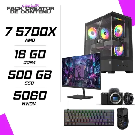 PC Gamer AMD Ryzen 7 5700X RTX 5060 8G + NOVA N24240 23.8 240Hz + SONY ZV-E10 + OBJECTIF 16-50mm F3.5-5.6 OSS II