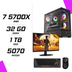 PC Gamer AMD Ryzen 7 5700X RTX 5070 12G + AOC Q27G42ZE 27 260Hz 2K + M4G G11 ULTRA + M4G GM68 V2