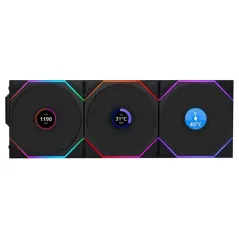 LIAN LI UNI FAN TL LCD WIRELESS 120 REVERSE BLADE Noir - PACK DE 3