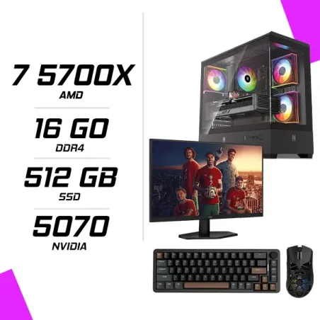 PC Gamer AMD Ryzen 7 5700X RTX 5070 12G + AOC Q27G42ZE 27" 260Hz 2K + M4G G11 ULTRA + M4G GM68 V2