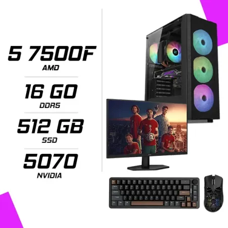 PC Gamer AMD Ryzen 5 7500F RTX 5070 12G + AOC Q27G42ZE 27" 260Hz 2K + M4G G11 ULTRA + M4G GM68 V2