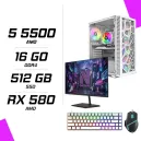 PC Gamer AMD Ryzen 5 5500 RX 580 8GB + NOVA N24240 23.8" 240Hz + ESG M2 Flash + NOVA CP68