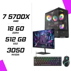 PC Gamer AMD Ryzen 7 5700X RTX 3050 6G + NOVA N24240 23.8" 240Hz + ESG M2 Flash + NOVA CP68