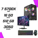 PC Gamer AMD Ryzen 7 5700X RTX 3050 6G + NOVA N24240 23.8" 240Hz + ESG M2 Flash + NOVA CP68
