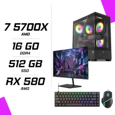 PC Gamer AMD Ryzen 7 5700X RX 580 8GB + NOVA N24240 23.8" 240Hz + ESG M2 Flash + NOVA CP68