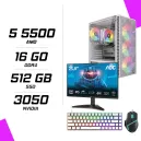PC Gamer AMD Ryzen 5 5500 RTX 3050 6G + AOC 24B36X 23.8" 144Hz + ESG M2 Flash + NOVA CP68