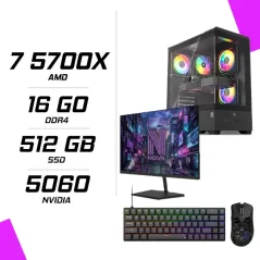 PC Gamer AMD Ryzen 7 5700X RTX 5060 8G + NOVA N24240 23.8" 240Hz + M4G G11 ULTRA + NOVA CP68