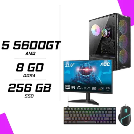PC Gamer AMD RYZEN 5 5600GT + AOC 24B36X 23.8" 144Hz + ESG M2 Flash + NOVA CP68