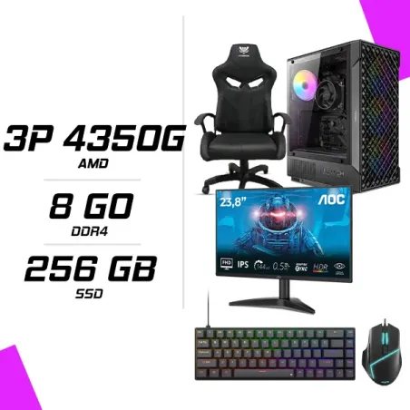 PC Gamer AMD Ryzen 3 PRO 4350G + AOC 24B36X 23.8" 144Hz + ESG M2 Flash + NOVA CP68 + HYBROK FIGHTER