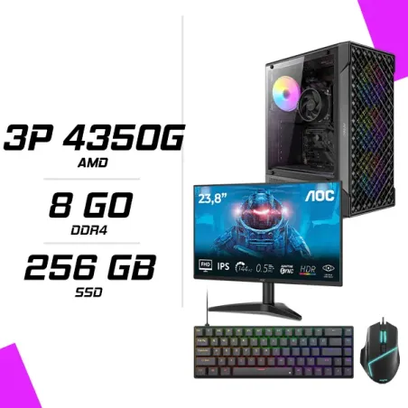 PC Gamer AMD Ryzen 3 PRO 4350G + AOC 24B36X 23.8" 144Hz + ESG M2 Flash + NOVA CP68