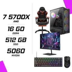 PC Gamer AMD Ryzen 7 5700X RTX 5060 8G + NOVA N24240 23.8" 240Hz + M4G G11 ULTRA + NOVA CP68 + COOLTEK CLT-GM202F