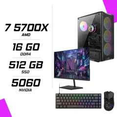 PC Gamer AMD Ryzen 7 5700X RTX 5060 8G + NOVA N24240 23.8" 240Hz + M4G G11 ULTRA + NOVA CP68
