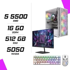 PC Gamer AMD Ryzen 5 5500 RTX 5050 8G + NOVA N24240 23.8" 240Hz + M4G G11 ULTRA + NOVA CP68
