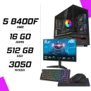 PC Gamer AMD Ryzen 5 8400F RTX 3050 6G + AOC 24B36X 23.8" 144Hz + NOVA CLUTCH + NOVA KB84 + TAPIS GRATUIT