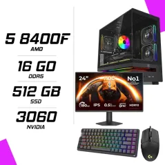 PC Gamer AMD Ryzen 5 8400F RTX 3060 12G + AOC 24G50F 23.8" 180Hz + LOGITECH G102 + NOVA KB84