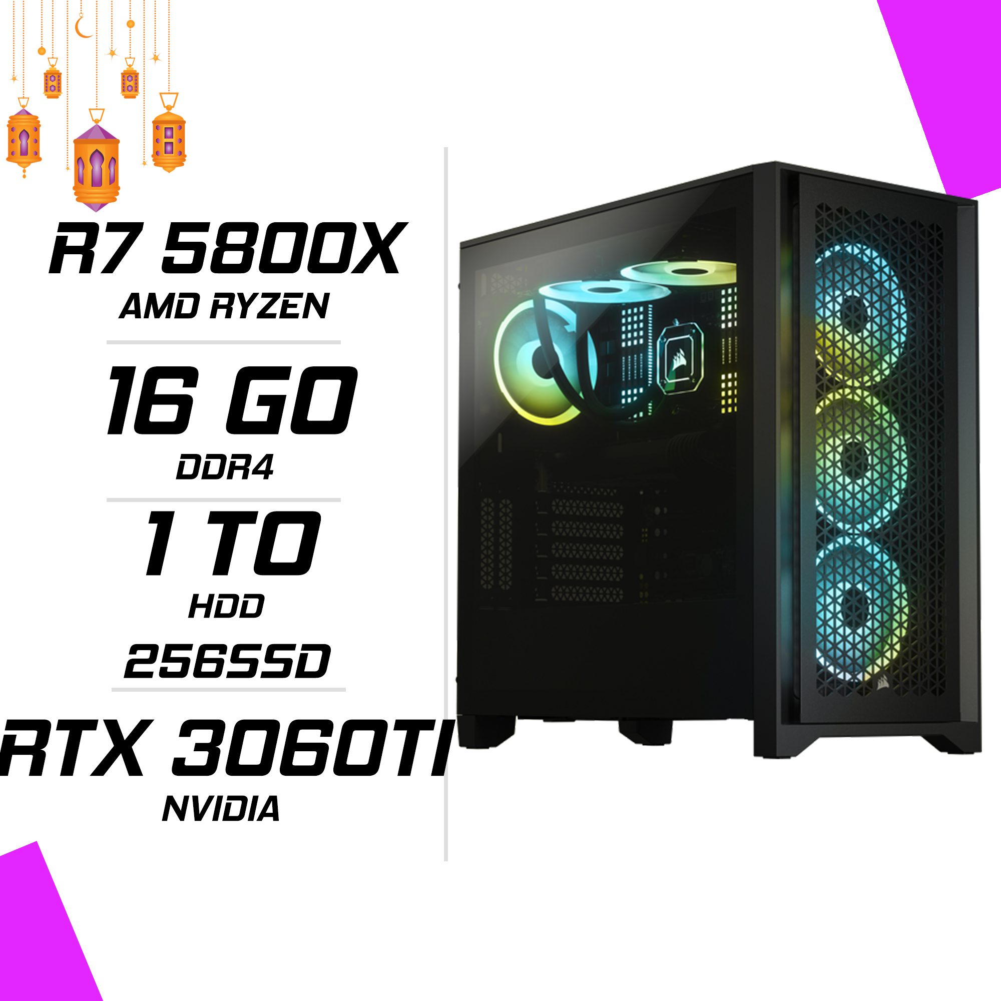 PC Gamer Marrakech Amd Ryzen 7 5800X RTX 3060TI prix maroc marrakech