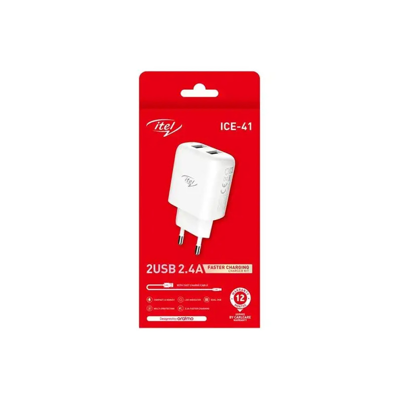 Chargeur Itel 2USB 2.4A Fast Charger Kit