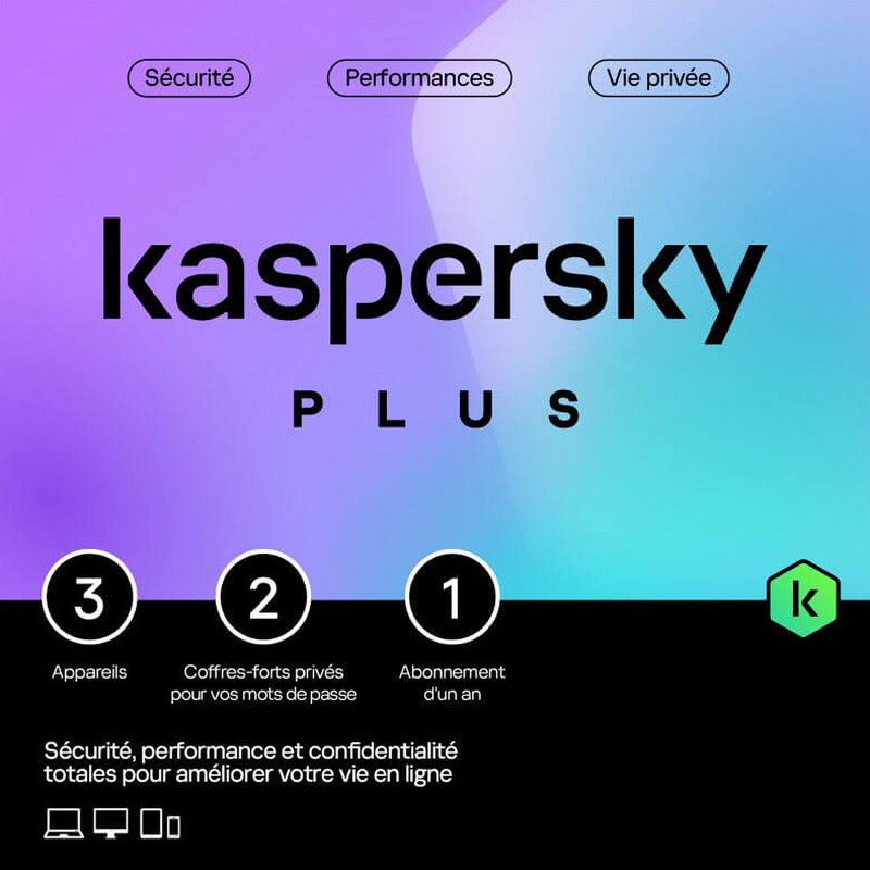 Kaspersky Plus 3 Poste 1 an