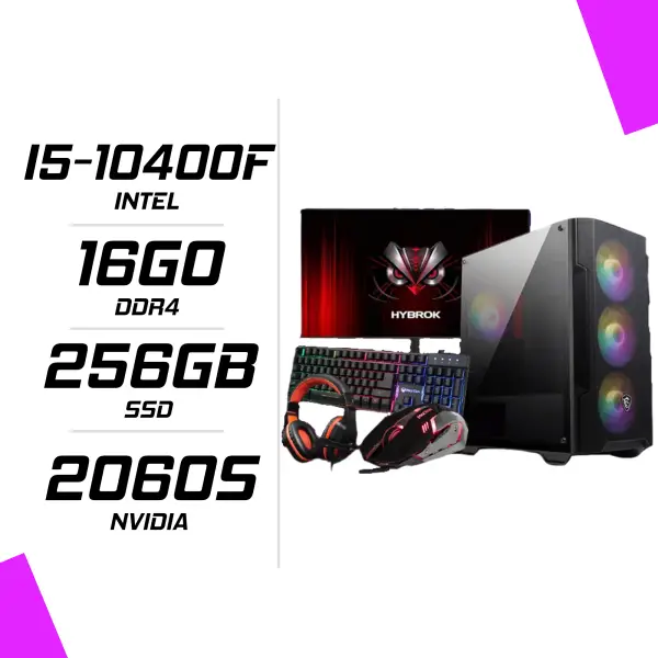 PC Gamer Intel I5 10400F RTX 2060Super + Ecran 27" 165Hz+ combo Meetion