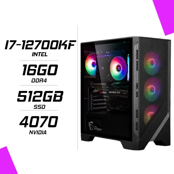 PC Gamer Intel i7-12700KF RTX 4070