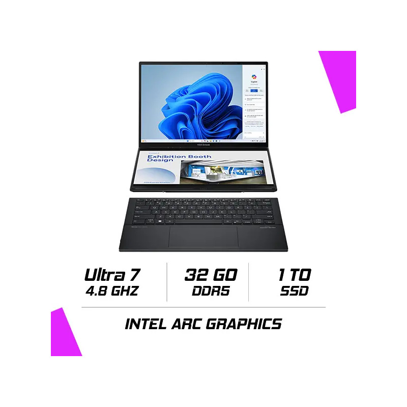 ASUS Zenbook Duo (2024) UX8406MA (Intel Core Ultra 7 155H/32Go/1To SSD/14"/FHD/OLED/60 Hz) - Inkwell Gray