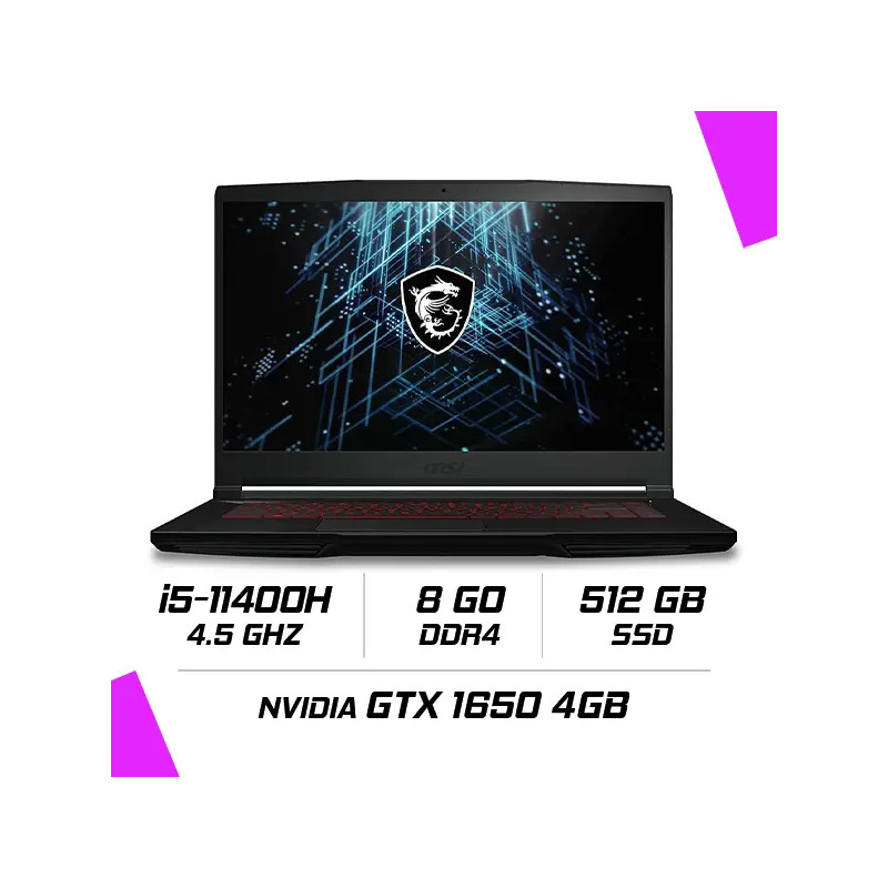 MSI GF63 Thin 11SC-656MA (i5-11400H/8GB/512GB SSD/GTX1650 4GB/15.6" Win11)