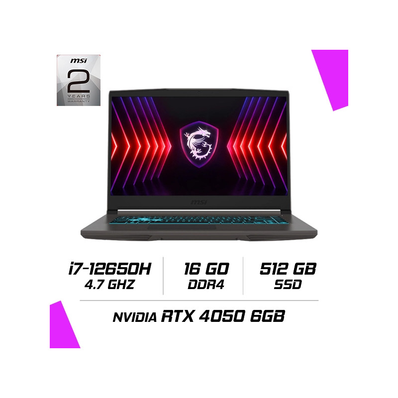 MSI THIN 15 B12VE-2244XMA i7-12650H/16GB DDR4/512GB SSD/RTX 4050 6GB/15.6″ 144Hz/FDOS