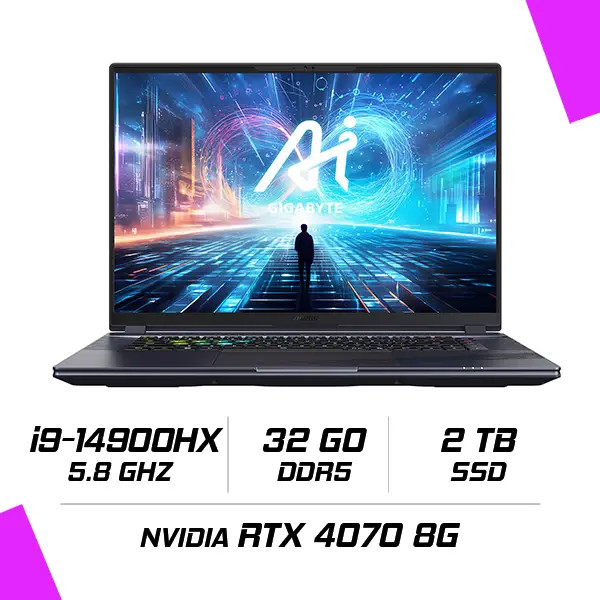 AORUS 16X ASG-63FRC65SH i9-14900HX/32GB DDR5/2TB SSD/RTX 4070 8GB/16″ 165Hz/Windows 11