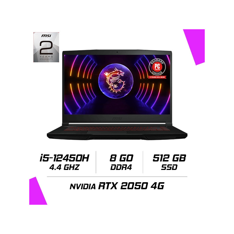 MSI THIN GF63 12UCX-1059MA Intel i5-12450H/8GB DDR4/512GB SSD/RTX 2050 4GB/15.6” IPS 144HZ/Windows 11