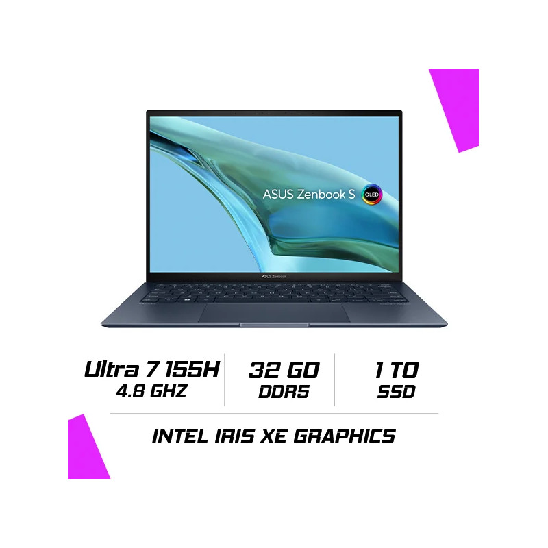 ASUS Zenbook S 13 OLED – UX5304MA (Intel Ultra 7 155H/32Go/1To SSD/13.3″/3K/OLED/60Hz) PONDER BLUE