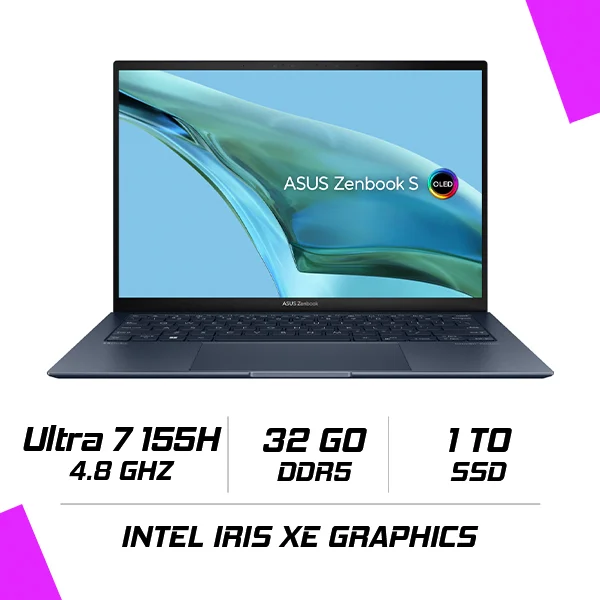 ASUS Zenbook S 13 OLED – UX5304MA (Intel Ultra 7 155H/32Go/1To SSD/13.3″/3K/OLED/60Hz) PONDER BLUE