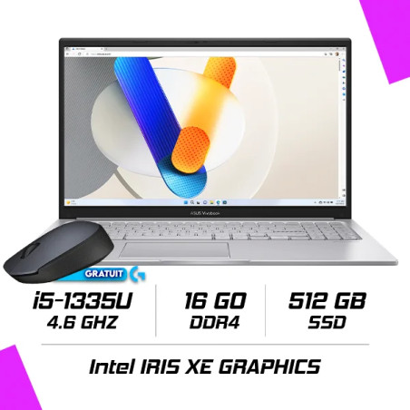 ASUS Vivobook 15 X1504VA Intel i5-1335U/16Go DDR4/512GB SSD/15.6"/Windows11 – Cool Silver