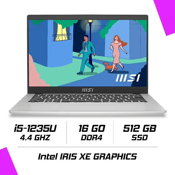 MSI Modern 14 C12MO-1255MA Intel i5-1235U/16Go DDR4/512GB SSD/14" FHD IPS/Windows11 - Urban Silver