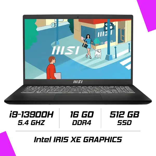 MSI Modern 15 H B13M-237MA Intel i9-13900H/16Go DDR4/512GB SSD/15.6" FHD IPS/Windows11 - Noir Classic