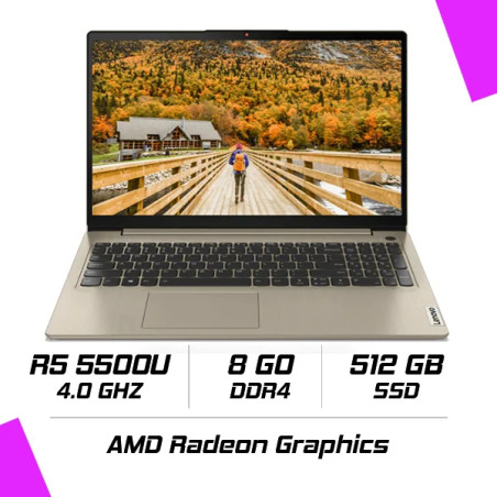 Lenovo IdeaPad 3 15ALC6 Ryzen 5 5500U/8GB DDR4/512GB SSD/15.6″/FreeDOS/SAND – 82KU00HJFE