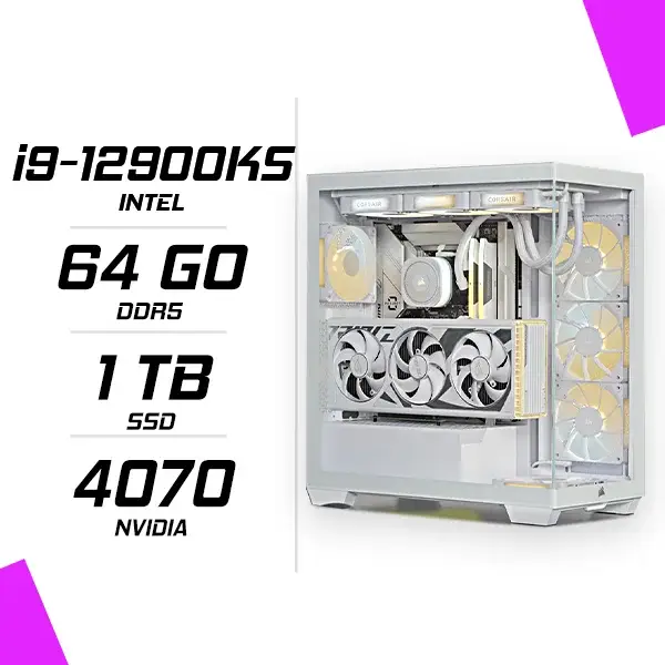 PC Gamer Intel i9-12900KS RTX 4070 12G Blanc