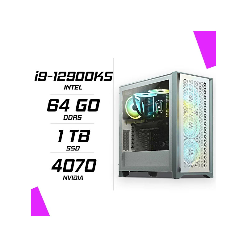 PC Gamer Intel i9-12900KS RTX 4070 12G Blanc