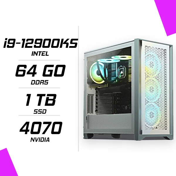 PC Gamer Intel i9-12900KS RTX 4070 12G Blanc