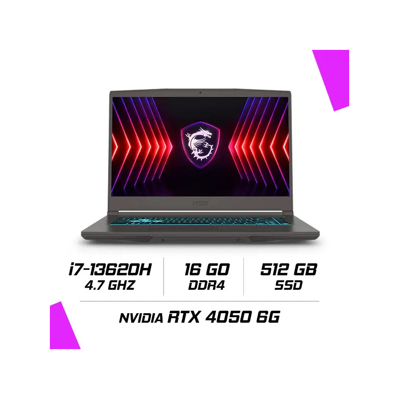 MSI Thin 15 B13VE-2473XMA Intel i7-13620H/16GB DDR4/512GB SSD/RTX 4050 6GB/15.6″ 144Hz/FreeDOS