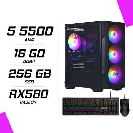 PC Gamer AMD Ryzen 5 5500 RX580 8G + Clavier et Souris