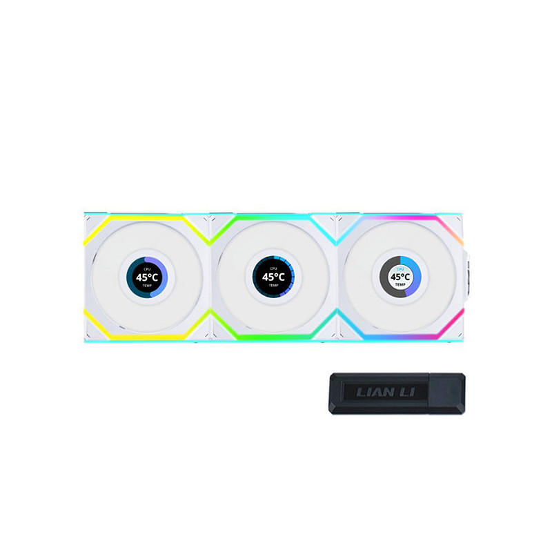 Lian Li Uni Fan SL Wireless LCD 120 Blanc - Pack de 3