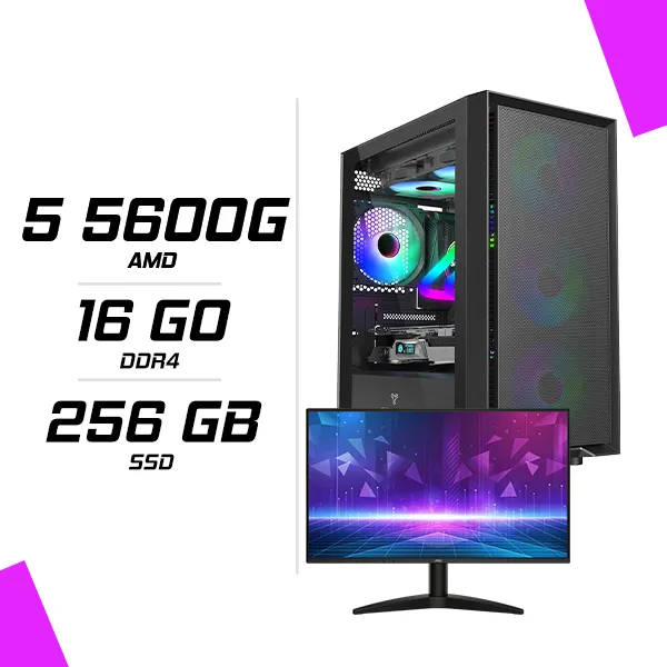 PC Gamer AMD Ryzen 5 5600G + Ecran 24″