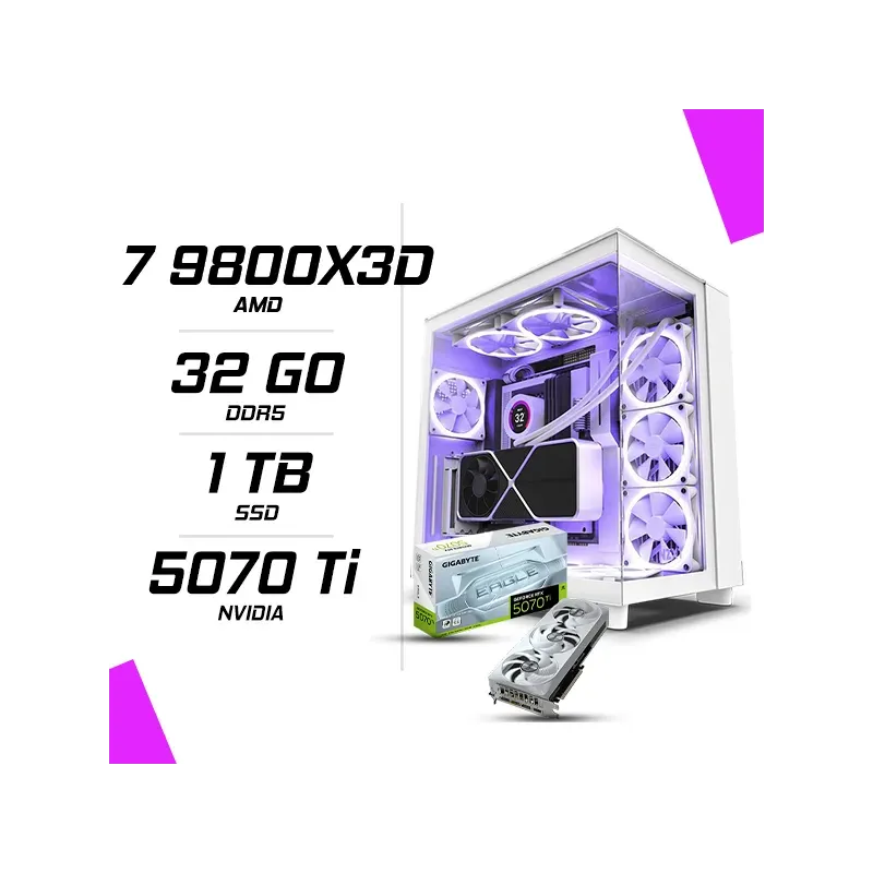 PC Gamer AMD Ryzen 7 9800X3D GIGABYTE RTX 5070 TI EAGLE ICE 16G PC Gamer AMD Ryzen 7 9800X3D GIGABYTE RTX 5070 TI EAGLE ICE 16G